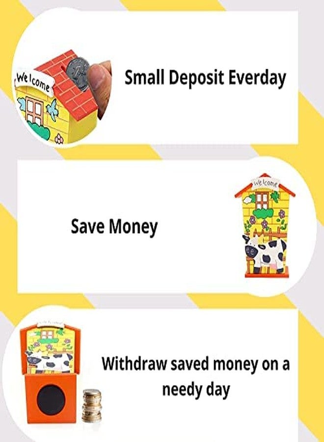 ArtRIght Piggy Bank for Kids Wood House Animal Designs, Multi Color Perfect Return Gift for Kids Birthday Party Random Colour (Pack of 3) - Image 3